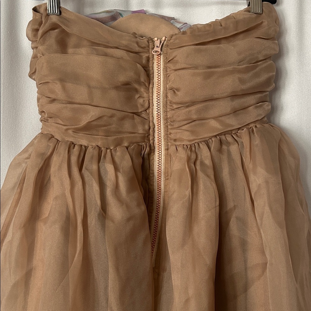 Cynthia Rowley NWT Camel Floral Strapless Mini Dress **Size 6** 🌸🌸 - Picture 5 of 6